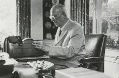 Sir Pelham Grenville Wodehouse 1881-1975 Hard at work at his Remsenburg, Long Island home (we're never far from Long Island at AHC)